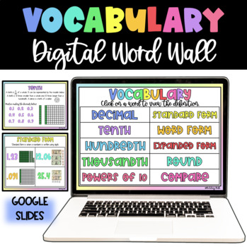 Preview of Decimal Vocabulary - Digital Word Wall - Distance Learning
