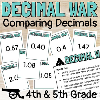Preview of Decimal War Card Game Compare and Order Tenths and Hundredths