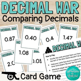 Decimal War Card Game Compare and Order Tenths and Hundredths