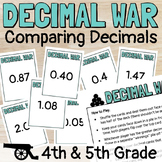 Decimal War Card Game Compare and Order Tenths and Hundredths