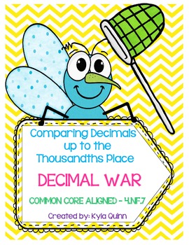 Preview of Decimal War-Comparing Decimals up to the Thousandths COMMON CORE ALIGNED 4.NF.7