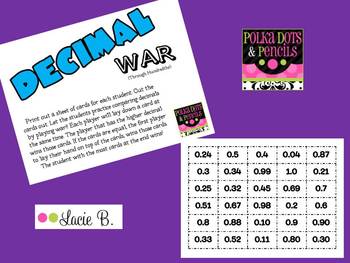 Preview of Decimal War through Hundredths