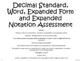 Decimal Word Form, Expanded Form, Expanded Notation Assessment