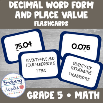 Preview of Decimal Word Form and Place Value Flashcards