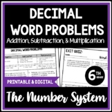 Decimal Word Problems: Add, Subtract, & Multiply, Lesson P
