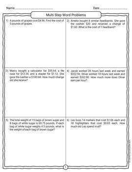 decimal word problems all operations multi step distance learning