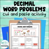 Decimal Word Problems Worksheet Activity - Menu Math