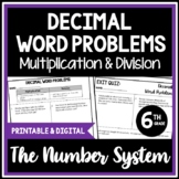 Decimal Word Problems: Multiplying & Dividing Decimals, 6t