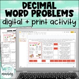 Decimal Word Problems Digital and Print Activity for Googl
