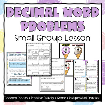 Preview of Decimal Word Problems Small Group Lesson - Fourth Grade