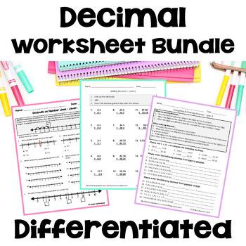 Preview of Decimal Operations Worksheets - Differentiated