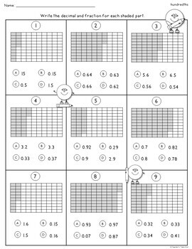 decimal worksheets using tenths and hundredths by teachers take out