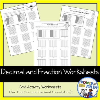 Preview of Decimal and Fractions Worksheet Activities {grades 3-5}