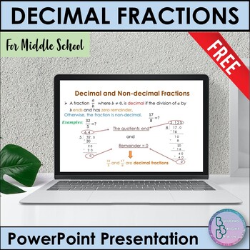 Preview of Decimal and Non Decimal Fractions PowerPoint Presentation Middle School FREEBIE