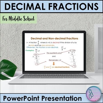 Preview of Decimal and non Decimal Fractions | PowerPoint Presentation Lesson Middle School
