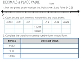 Decimal and Place Value activity sheet