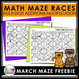 Multi-Digit Addition and Multiplication Math Mazes MARCH FREEBIE
