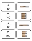 Decimal, base ten and fraction matching game-Common Core Alligned