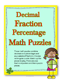 Decimal, fraction, percentage math puzzles.