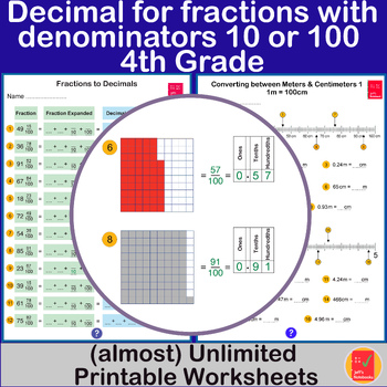 Preview of Decimal notation for fractions with denominators 10 or 100  - 4th Grade