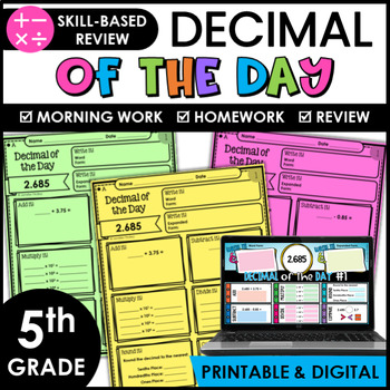 Preview of Decimal of the Day - Decimal Review *with Google Slides™ Digital Version