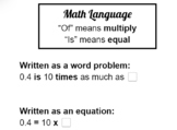 Decimal questions: Anchor chart with math language