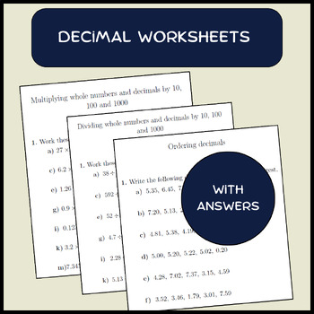 Preview of Decimal worksheets (with answers)