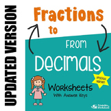 Relating & Converting Fractions to Decimals Worksheets, Mi