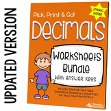 Operations With Decimal, Place Value Worksheets, Compare, 