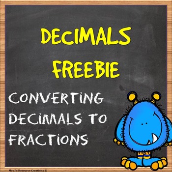 Preview of Convert Decimals to Fractions: Fun Worksheet Activity ~ FREE~