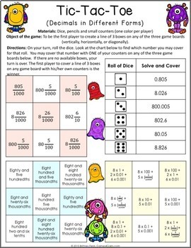 5th grade math centers 5th grade decimals games 5nbt3 5nbt4