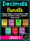 Decimals Bundle - Lesson Plans, Task Cards, and Quizzes