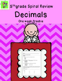 Decimals: 5th Grade Math Week long Spiral review