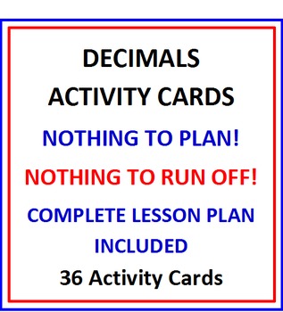 Preview of Decimals Activity Cards and Lesson Plan (36 Cards)