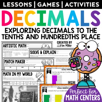 Preview of Decimals Activity Packet | Comparing and Ordering Decimals | Review and Games