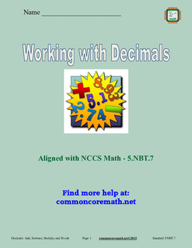 Preview of Decimals - Add, Subtract, Multiply, Divide - 5.NBT.7