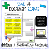 Adding & Subtracting Decimals Word Problems Sort & Solve D