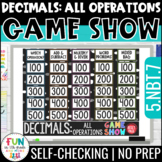 Decimals: All Operations Game Show 5th Grade Math Test Pre