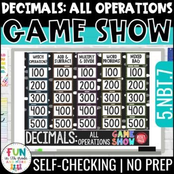 Preview of Decimals: All Operations Game Show 5th Grade Math Test Prep Review Game 5.NBT.7