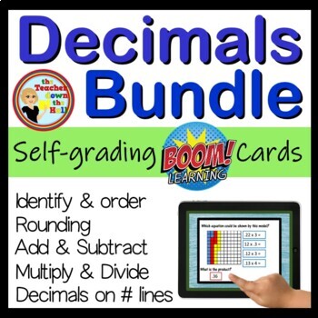 Preview of Decimals Boom Cards Bundle Digital Decimal Activities Digital Decimal Centers
