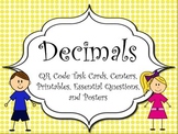 Decimals-Centers, QR Code Task Cards, Printables, Essentia