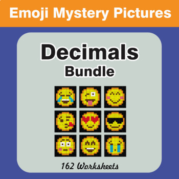 Decimals Color By Number Math EMOJI Mystery Pictures Bundle