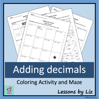Preview of Decimals - Addition - Coloring Activity and Maze