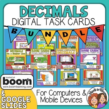 Preview of Decimals Distance Learning 4th - 5th grade - 12 Digital Activities BUNDLE