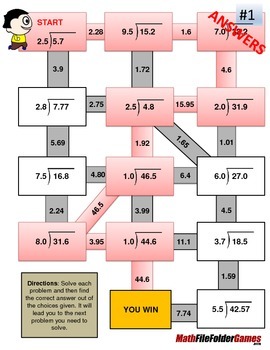 Fun Decimals Division Worksheets Mazes MINI BUNDLE By