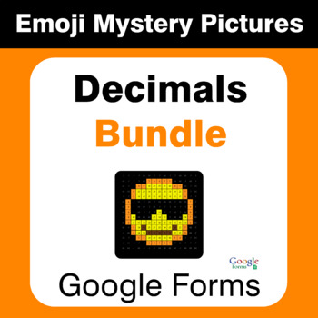 Preview of Decimals Emoji Mystery Pictures Bundle - Google Forms