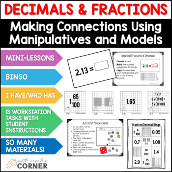 Preview of Decimal and Fraction Games (Bingo, I Have/Who Has) and Math Center Tasks
