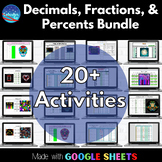Decimals, Fractions, & Percents Growing Bundle  | Google Sheets