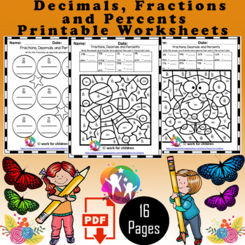 Preview of Decimals, Fractions, and Percents Worksheets