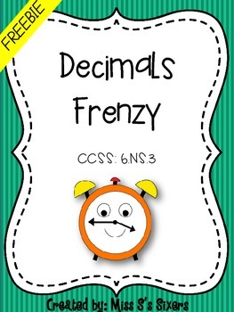 Preview of Decimals Frenzy FREEBIE